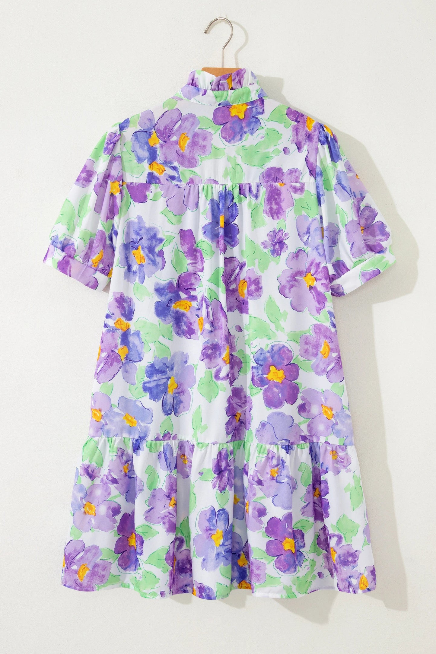 Lavender Bloom Tiered Floral Short Dress