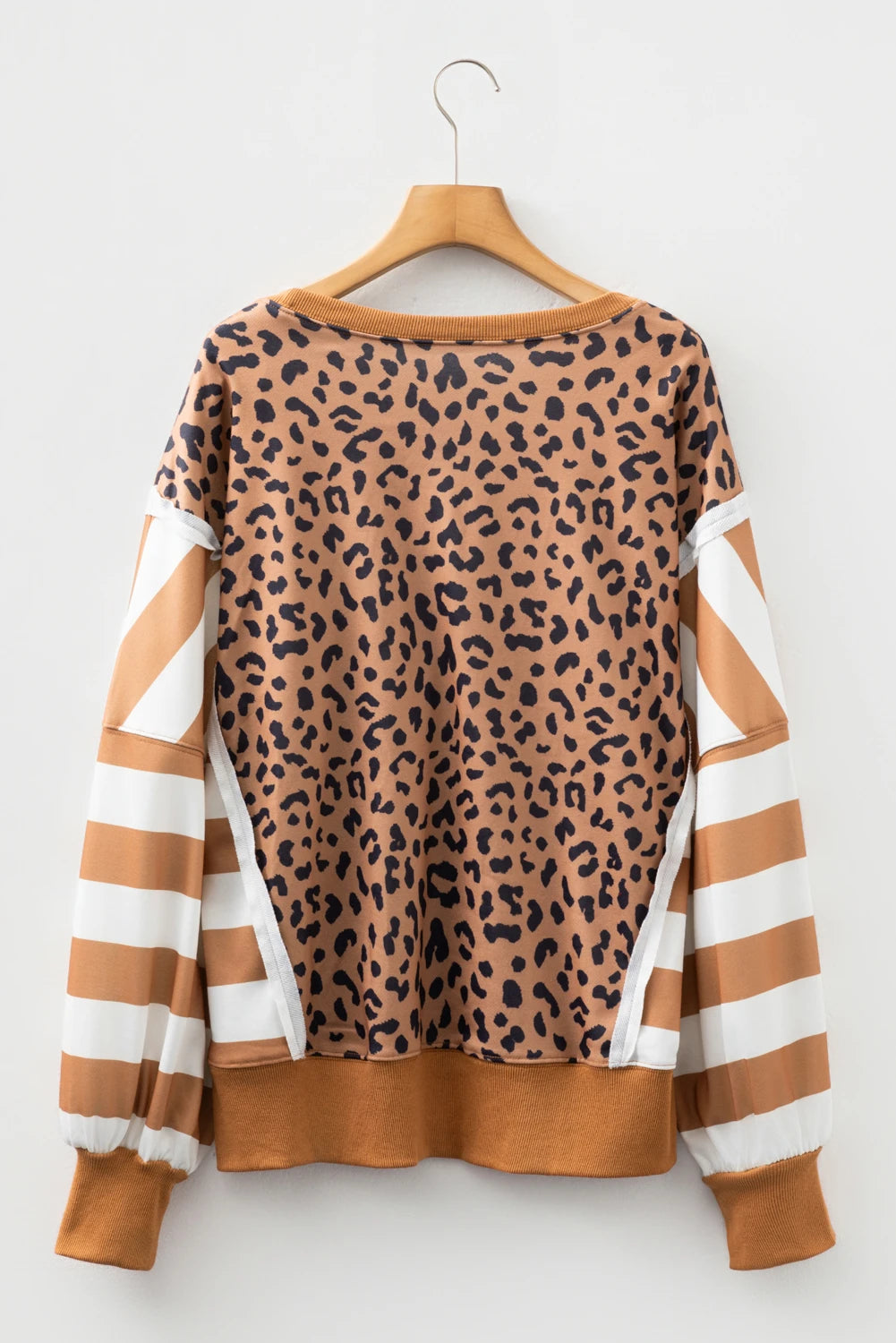 Cappuccino Crush Color Block Patchwork Casual Sweatshirt