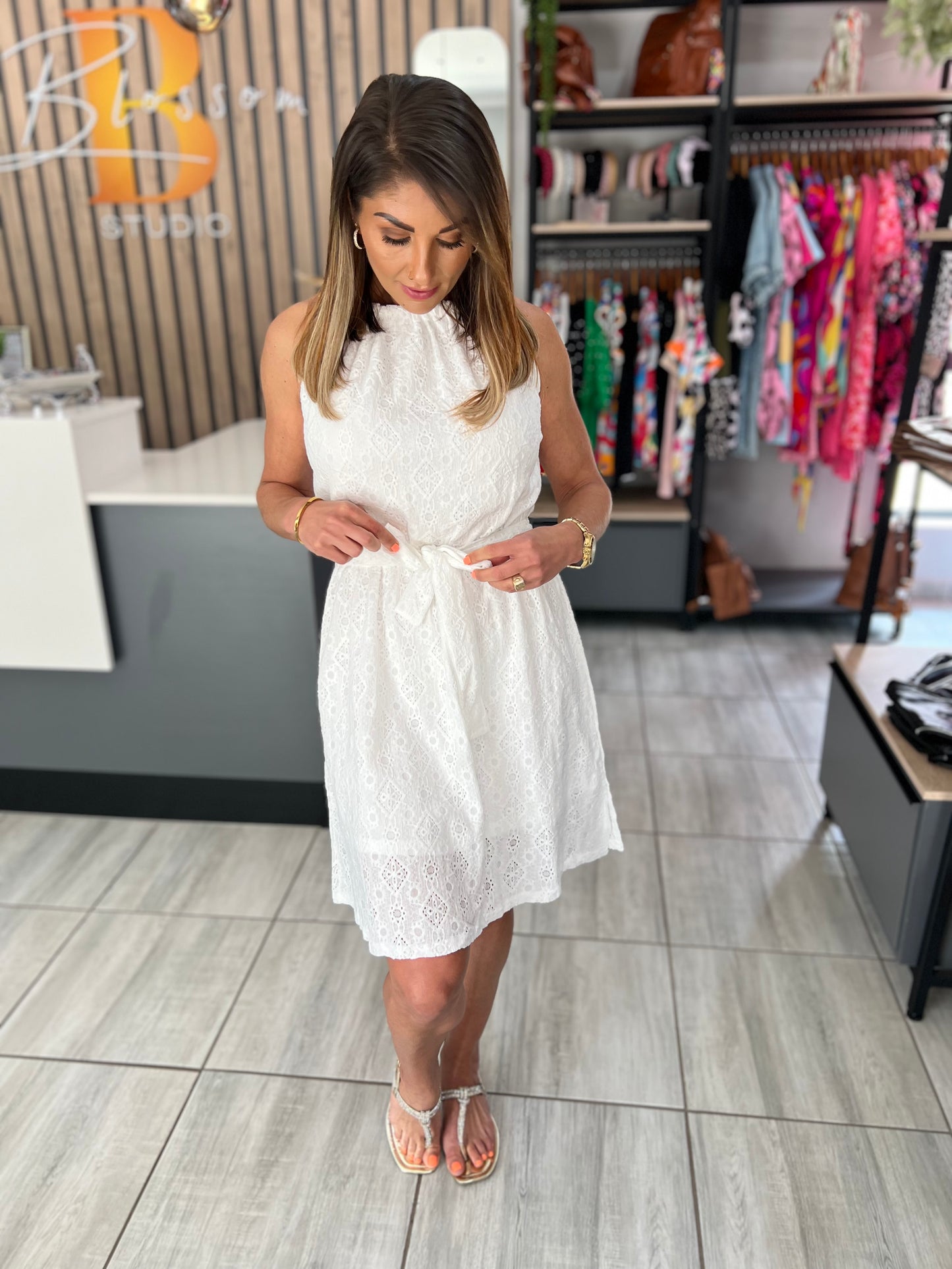 Fiona White Lace Short Dress
