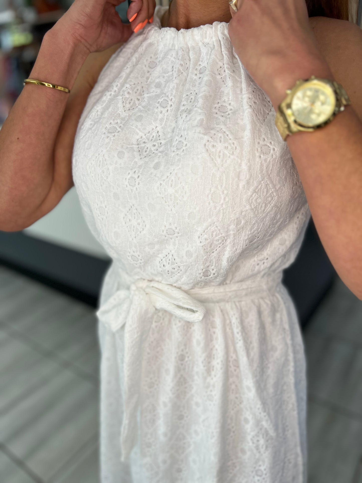 Fiona White Lace Short Dress