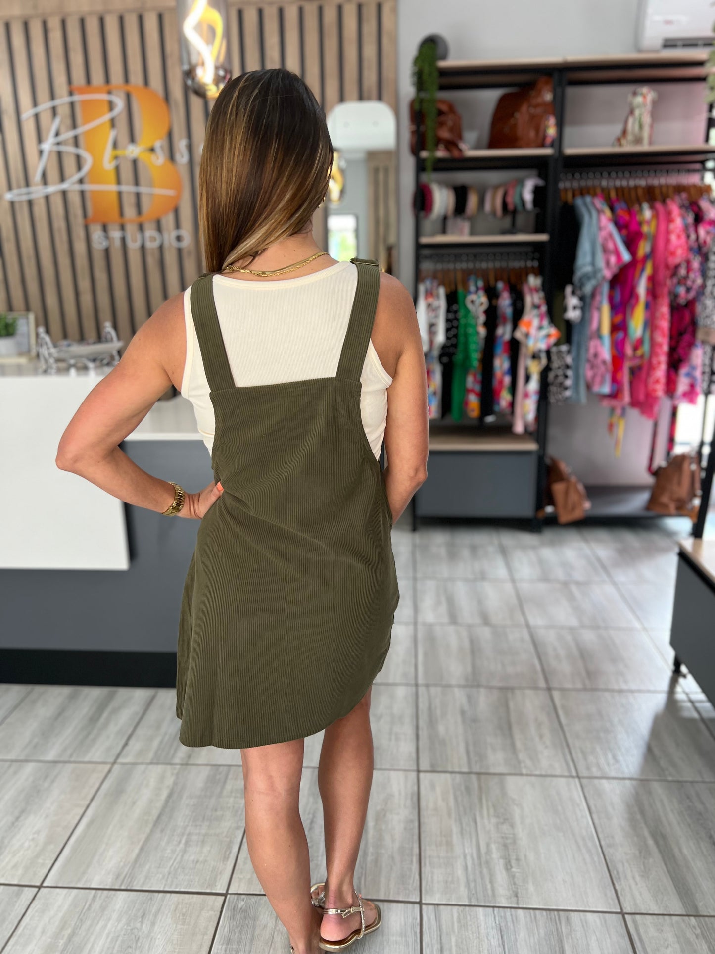 Isabella Green Corduroy Overall Dress