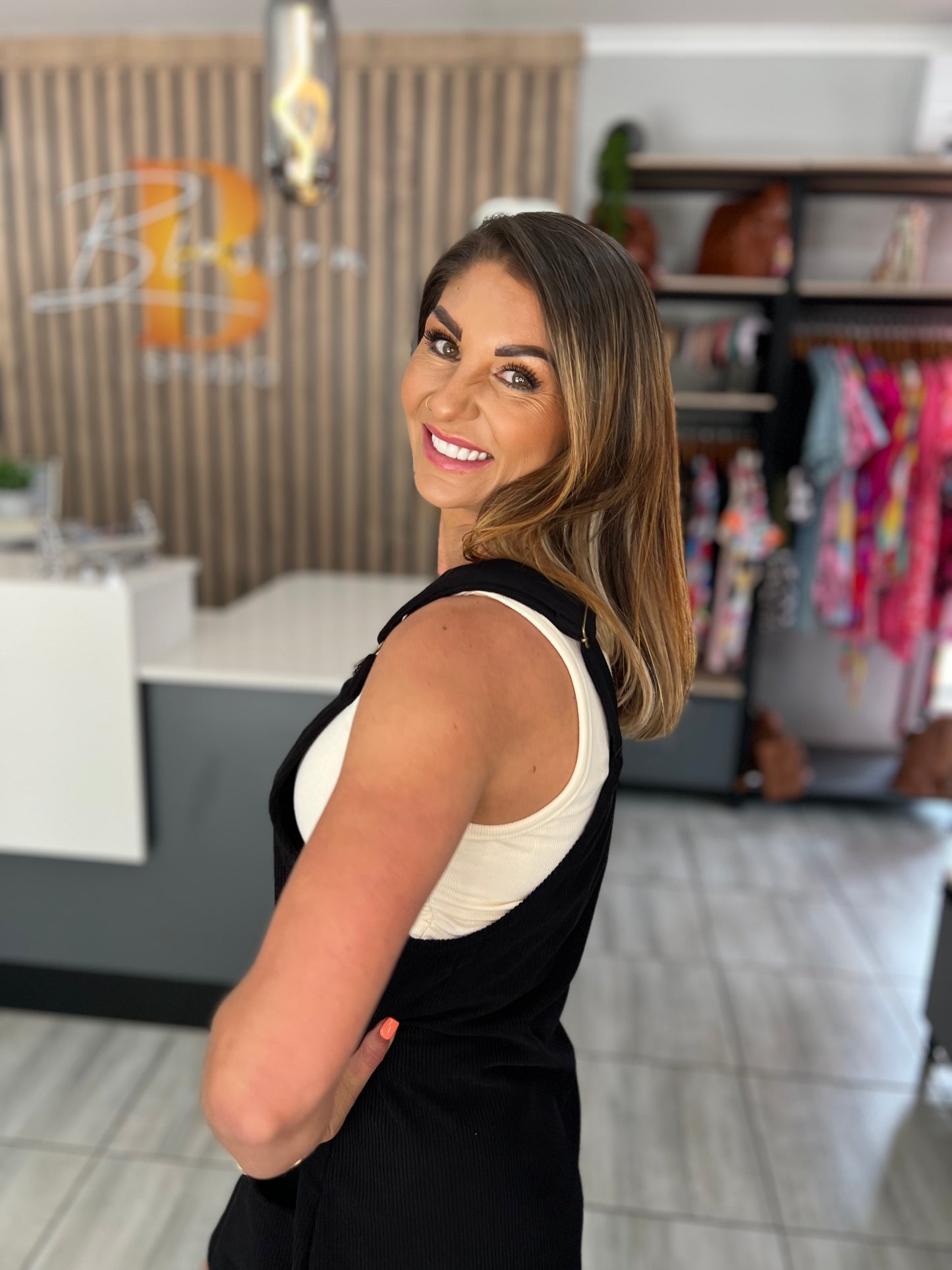 Isabella Black Corduroy Overall Dress