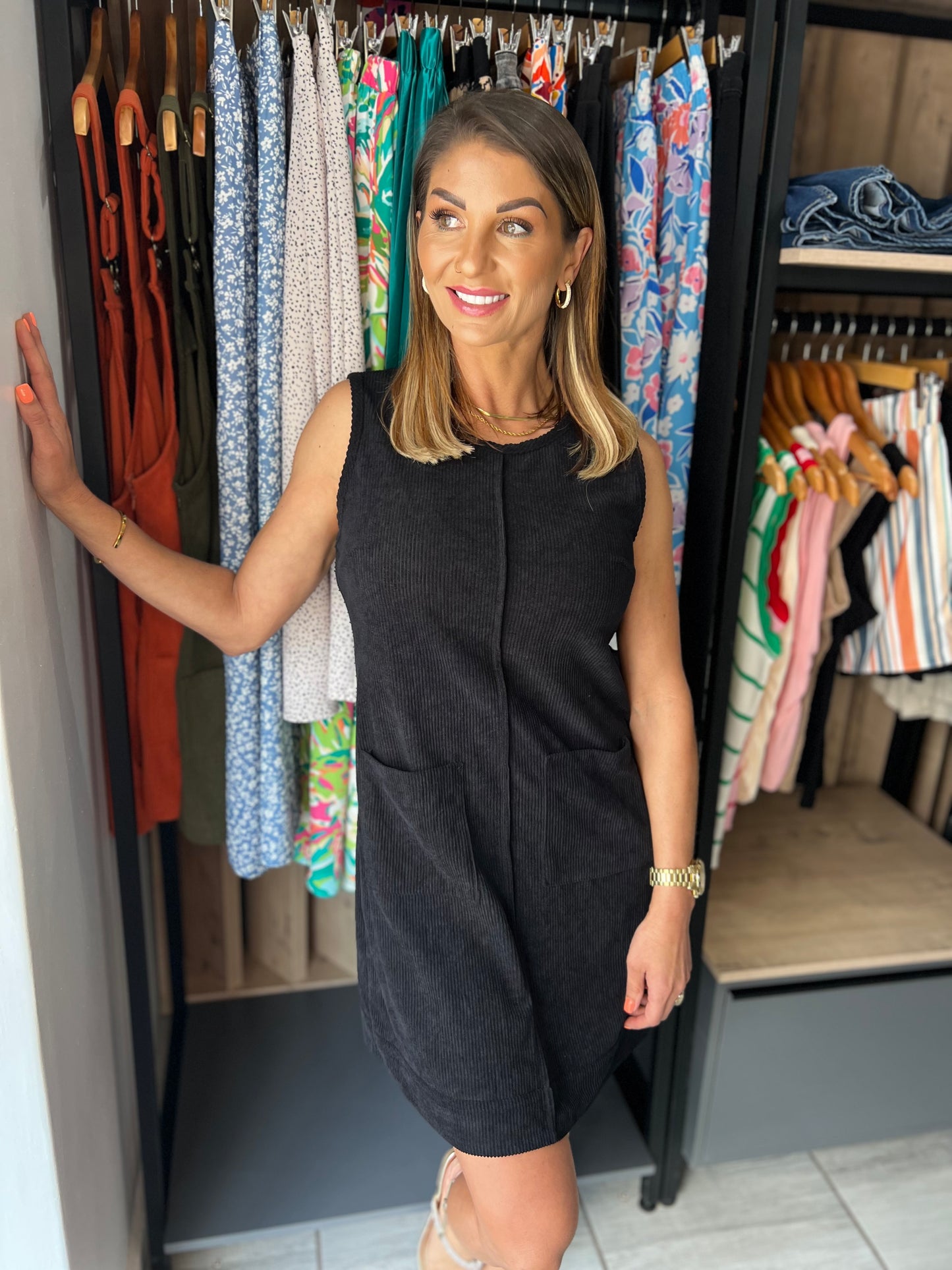 Jayne Black Corduroy Short Dress