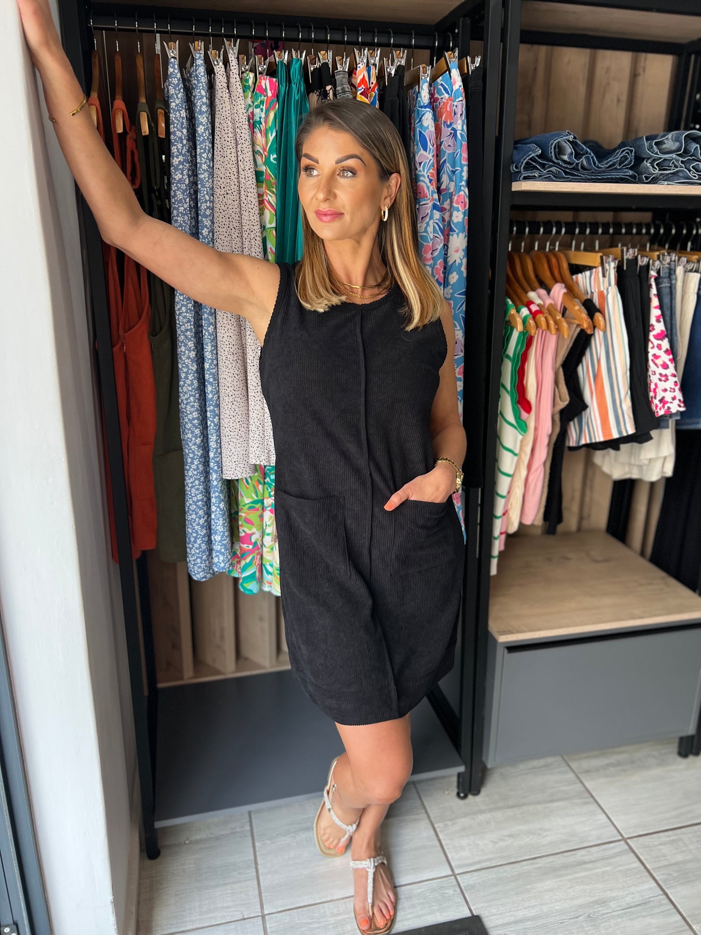 Jayne Black Corduroy Short Dress