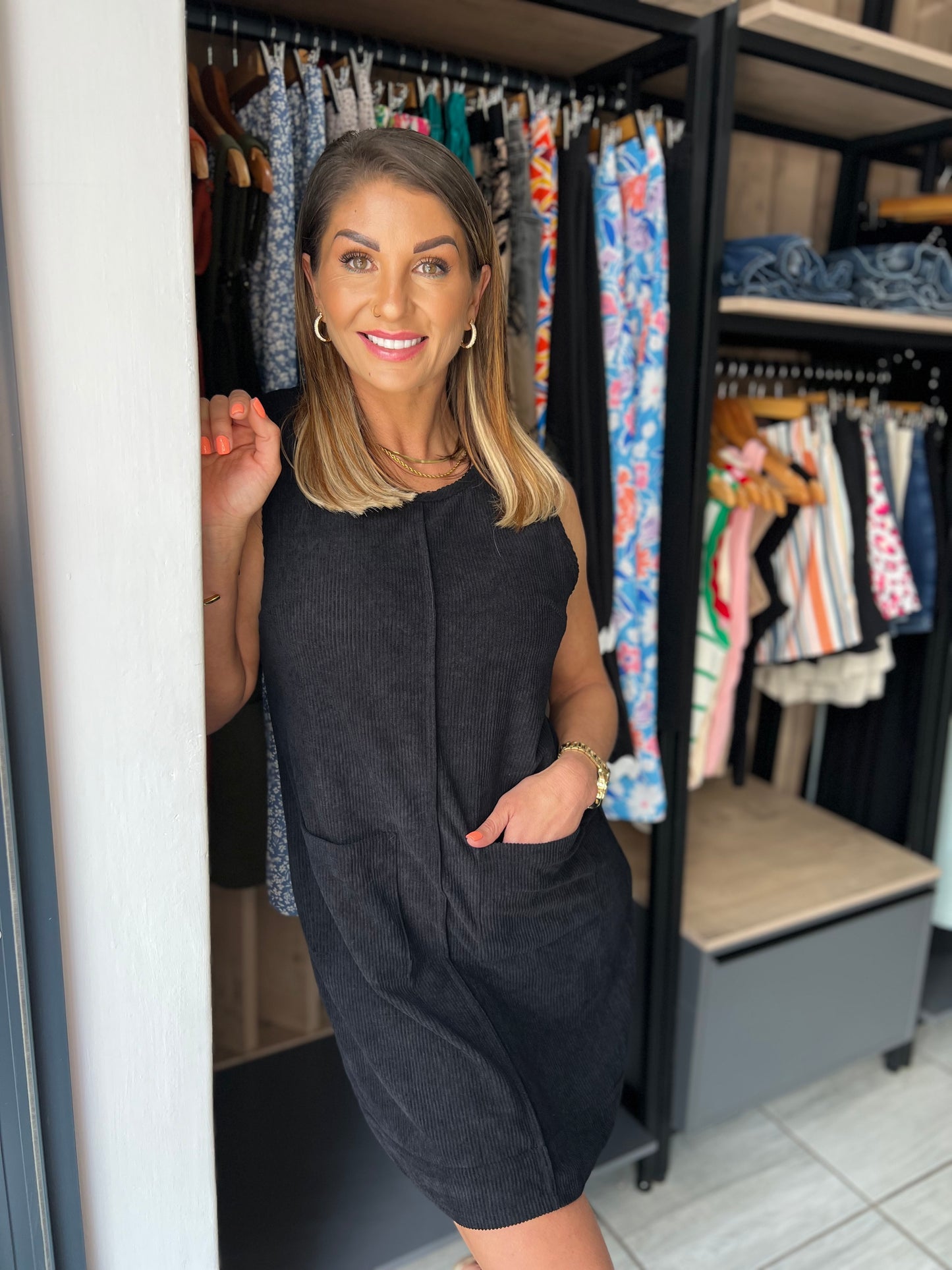 Jayne Black Corduroy Short Dress