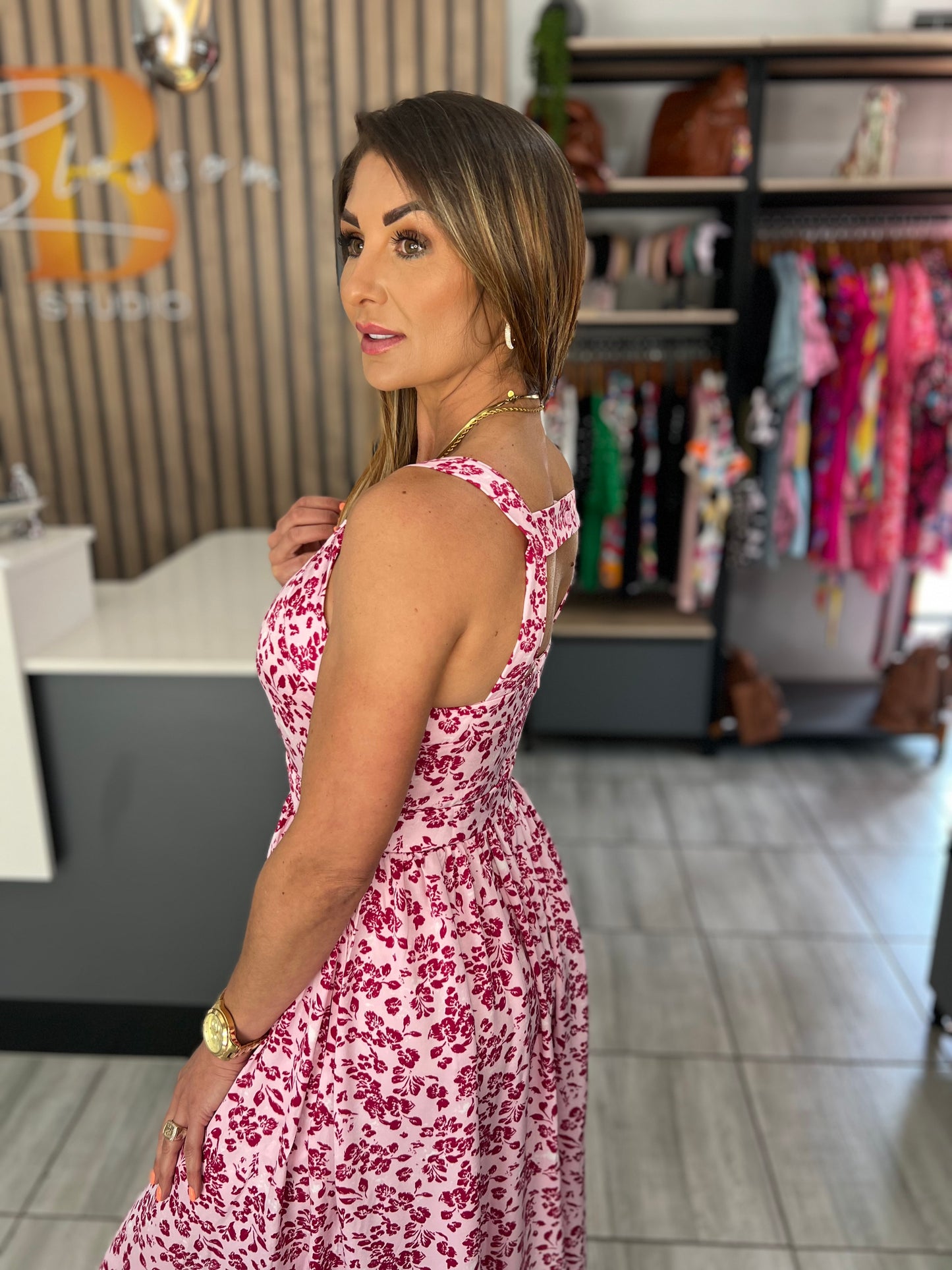 Everlee Floral Cutout Back Maxi Dress