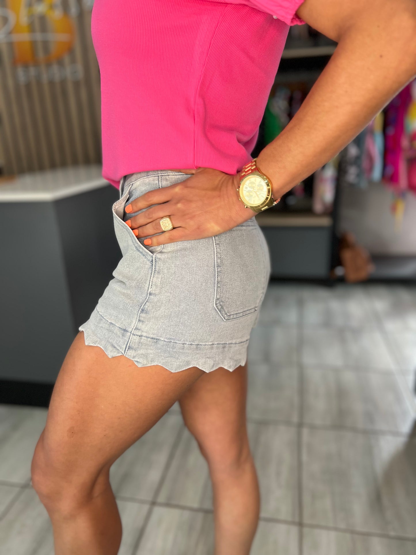 Cypress Dust Blue Denim Shorts