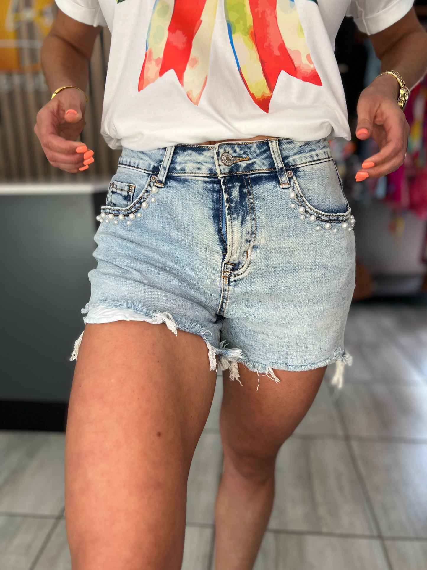 Jacaranda Pearl Denim Shorts
