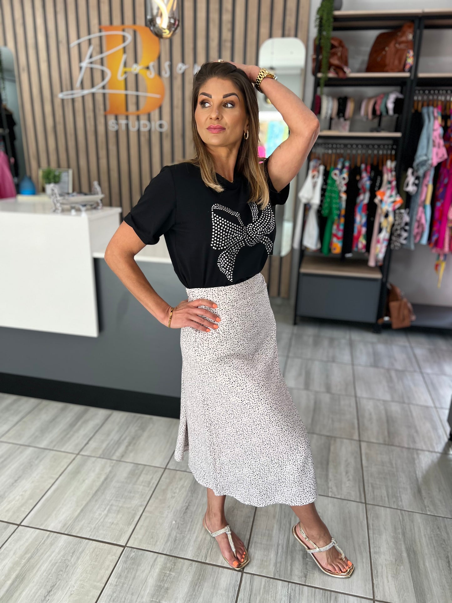 Earth Spotted High Waist Skirt