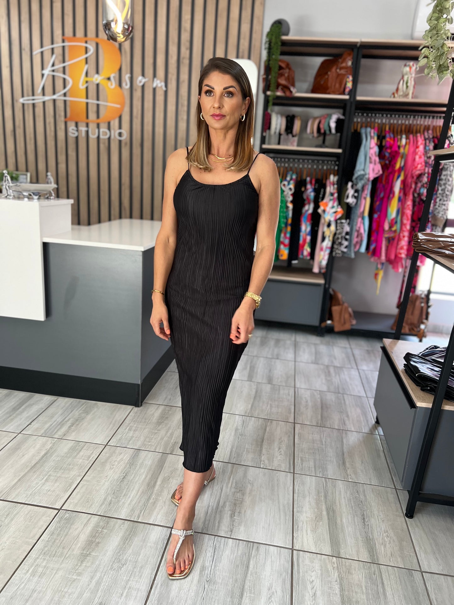 Malta Spaghetti Straps Midi Dress