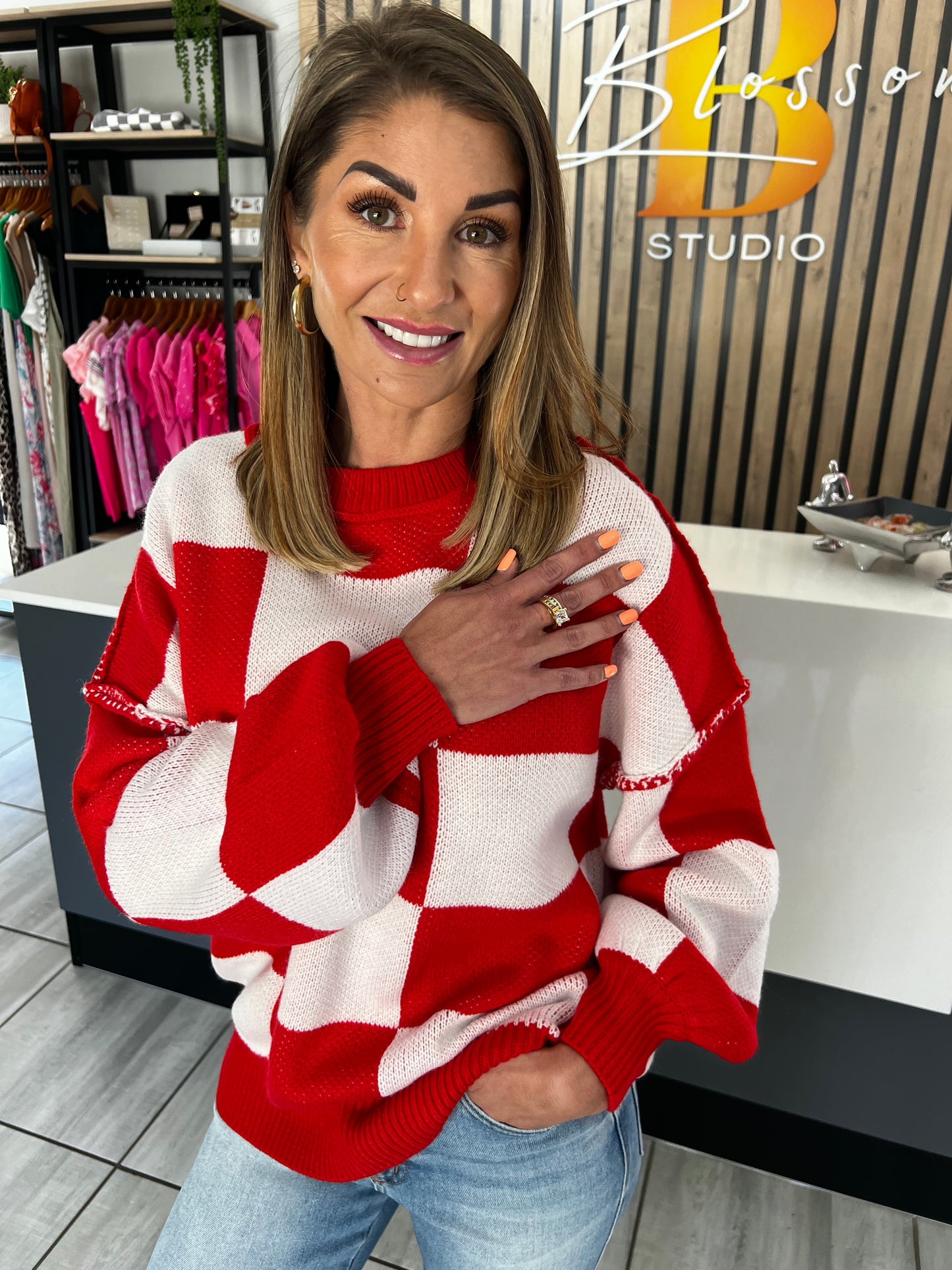 Juniper Red Bishop Sleeve Sweater