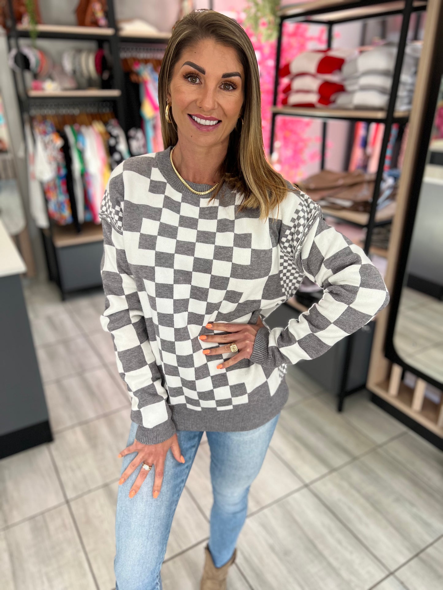 Camila Checkered Sweater
