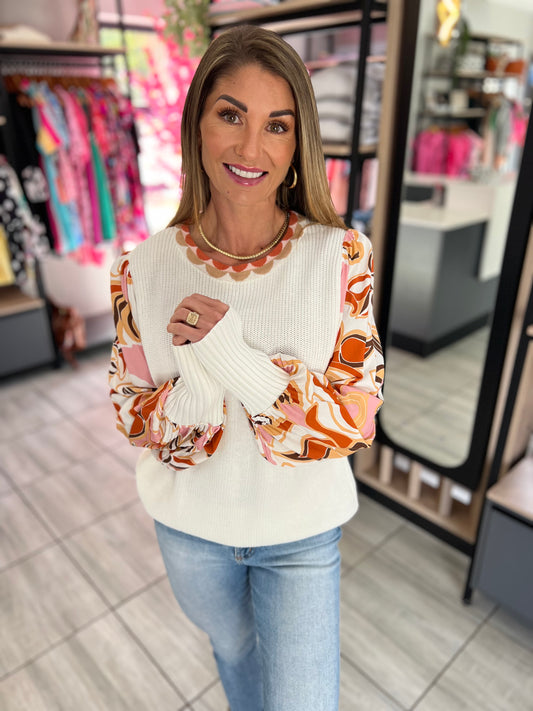 Brisa Floral Sleeve Sweater