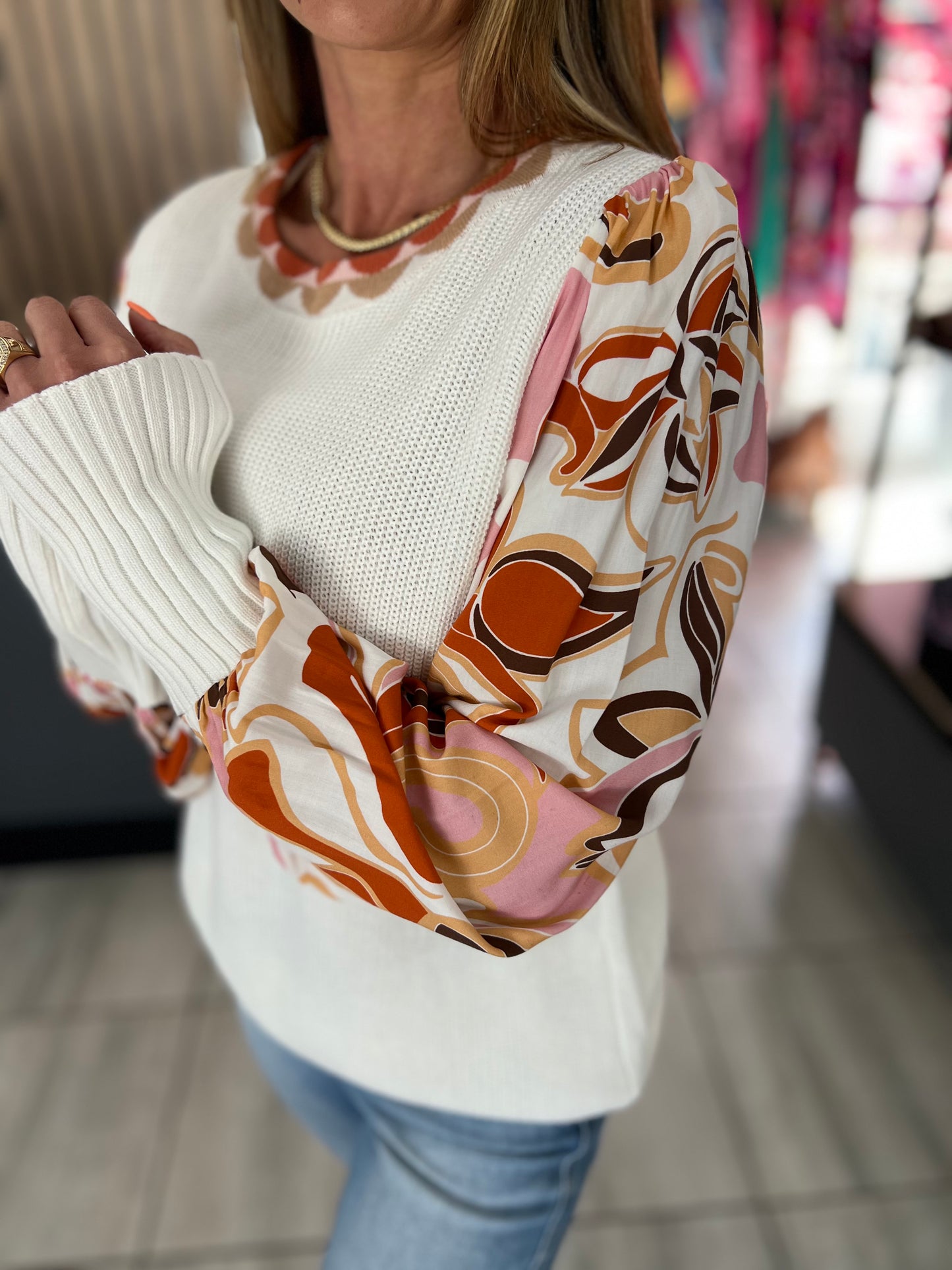 Brisa Floral Sleeve Sweater