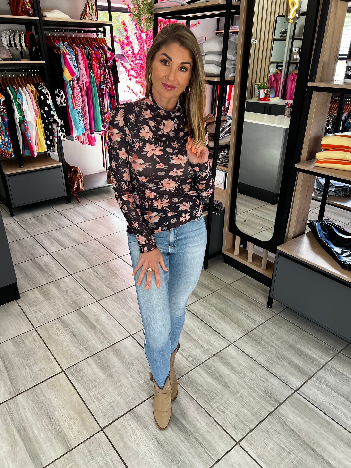 Jianna Flower Long Sleeve Top