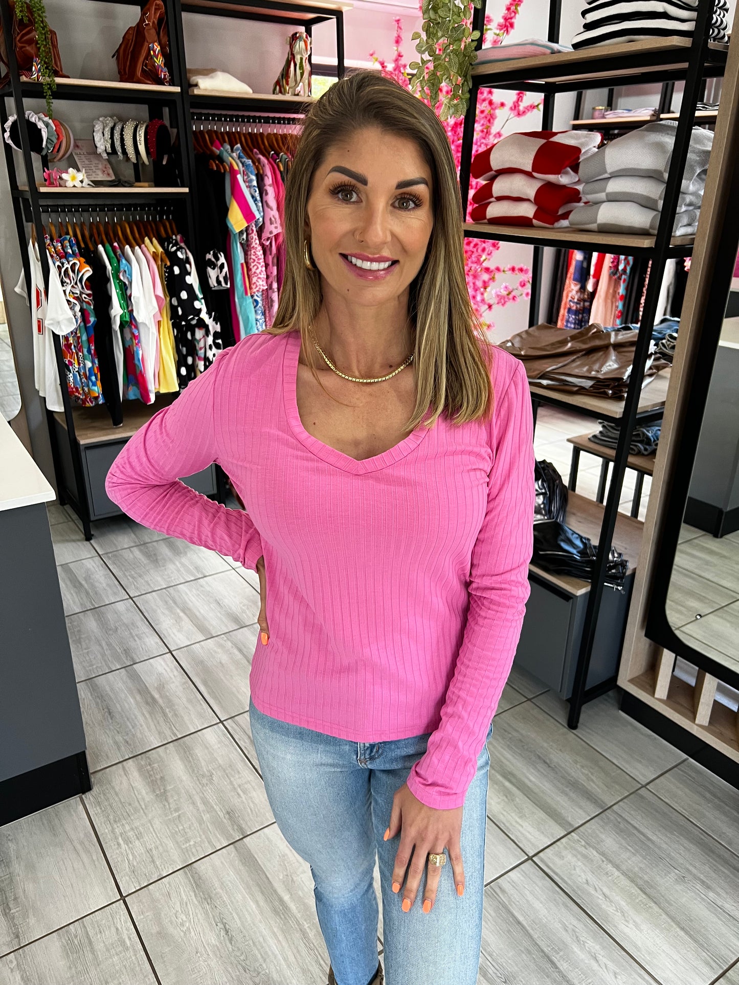 Bailey Pink Long Sleeve Top