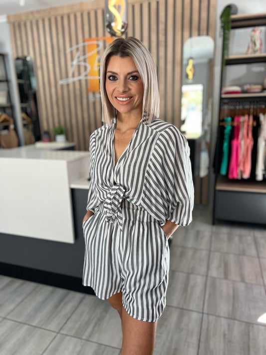 White & Grey Raven Romper