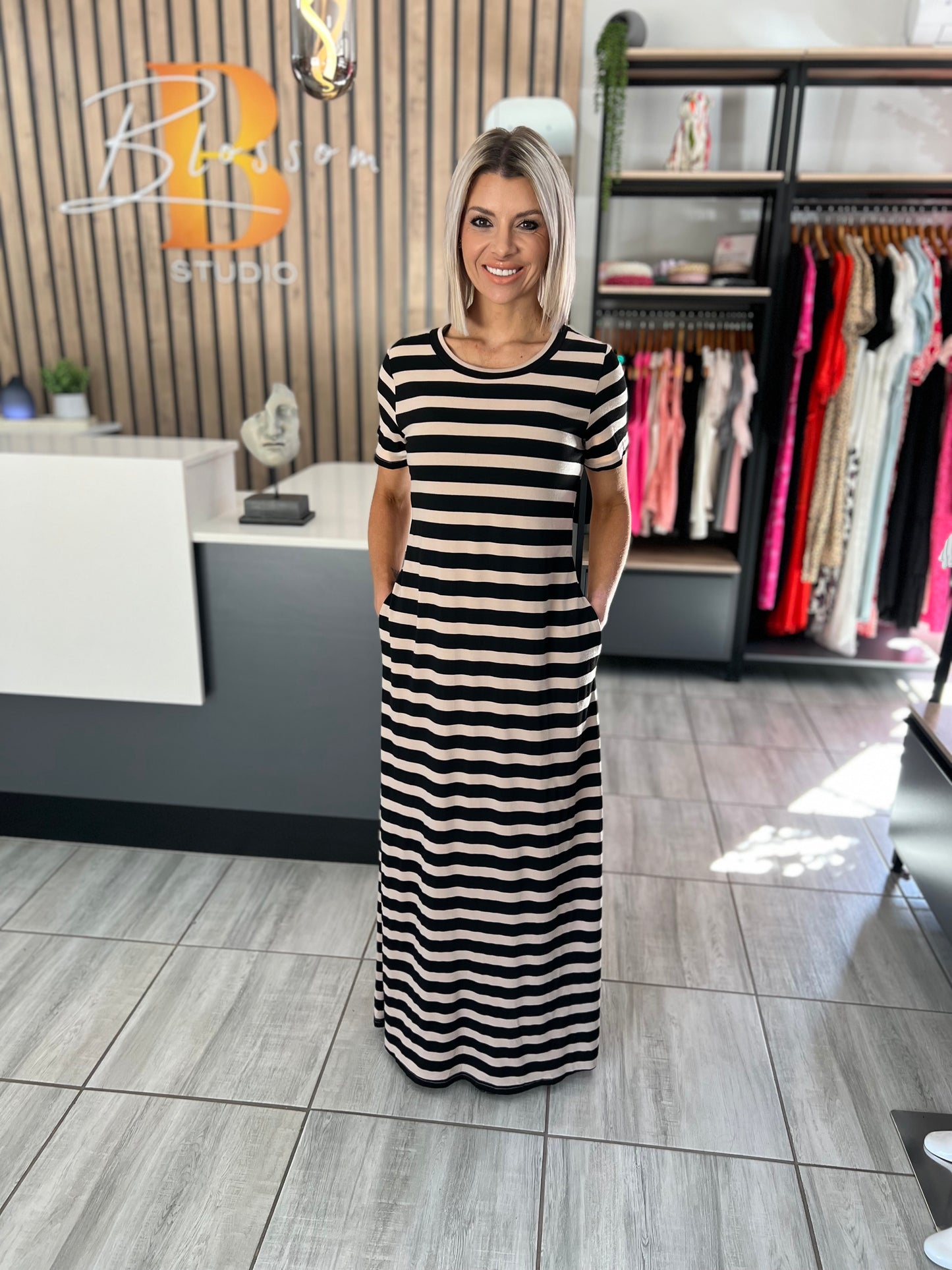 Cedar Striped Maxi Long Dress
