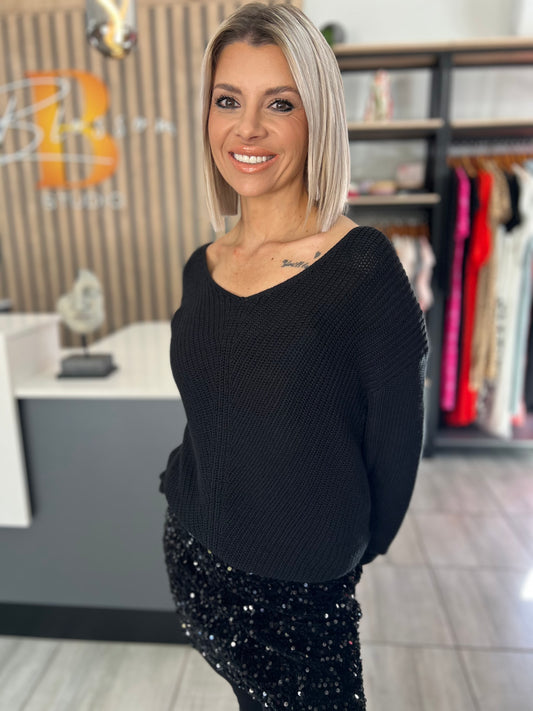 Ziva Black Knitted Sweater
