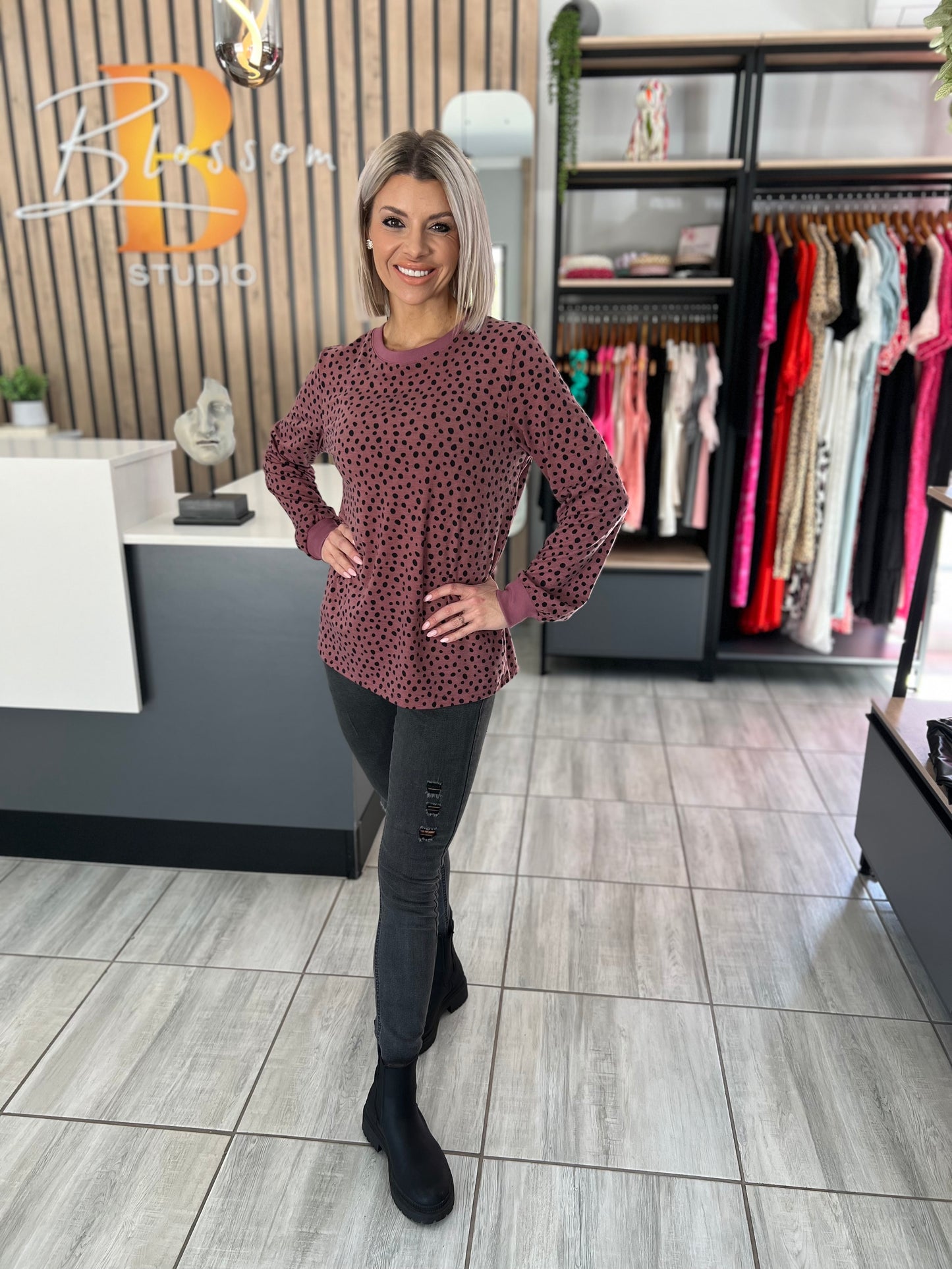 Eirwen Animal Spotted Long Sleeve Top