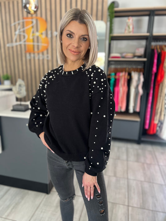 Jennie Round Neck Pearled Sweater