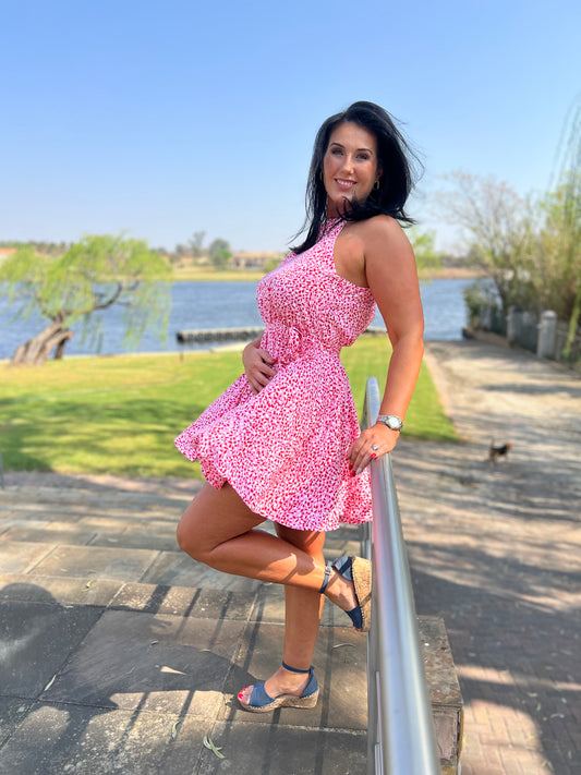 Mauvish Leopard Print Short Dress