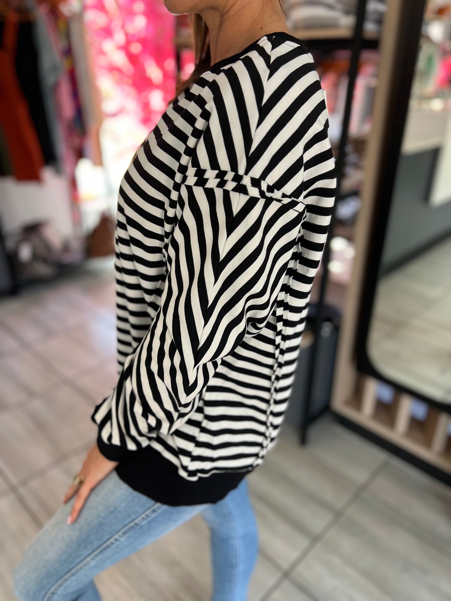 Paris Morning Striped Patch Detail Sweatshirt