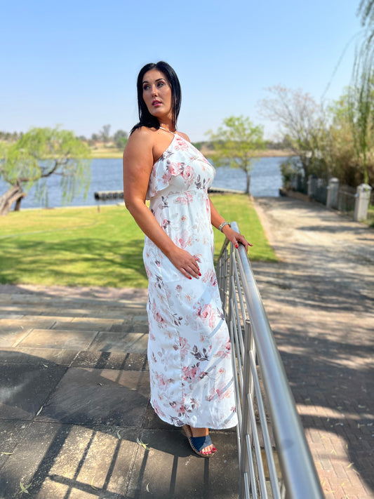 Victoria Floral Halterneck Long Dress