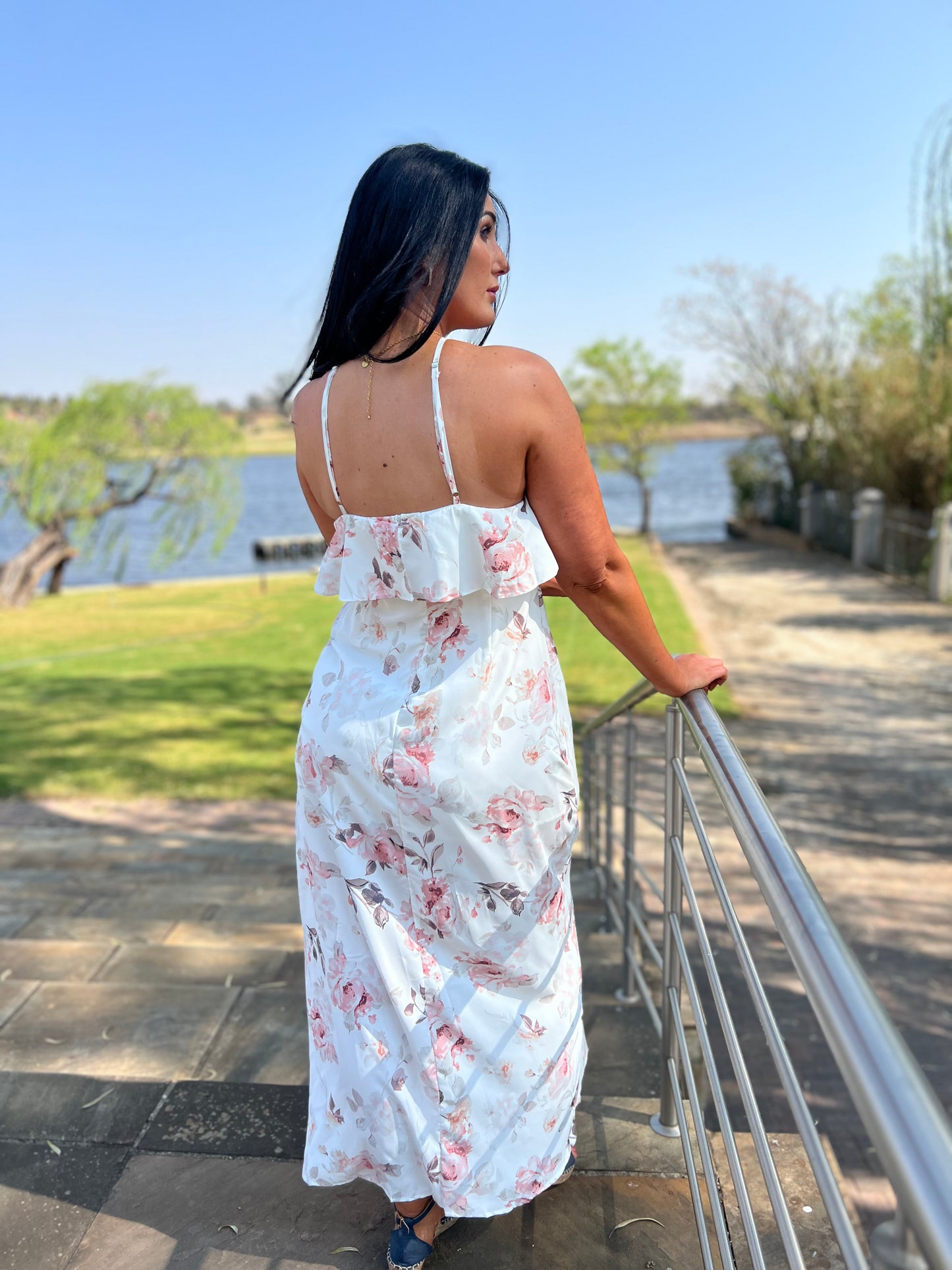 Victoria Floral Halterneck Long Dress