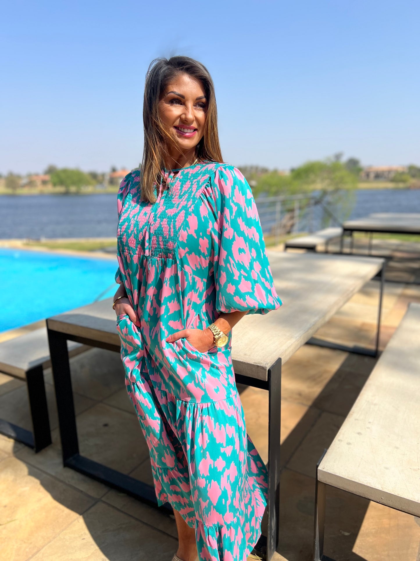 Sophia Abstract Long Dress