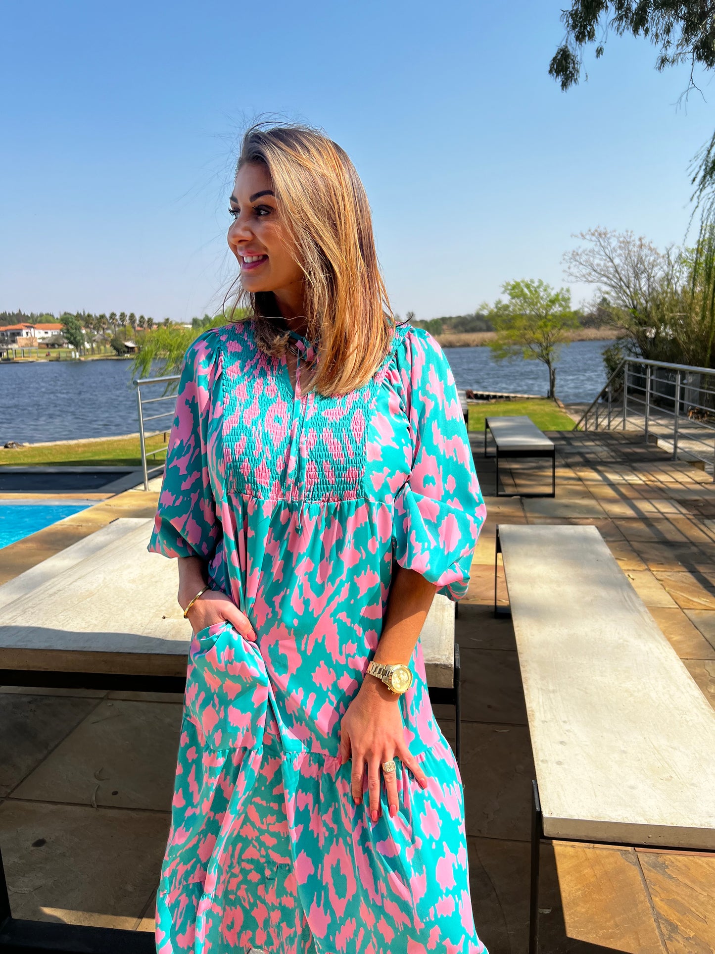 Sophia Abstract Long Dress