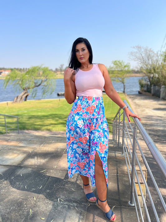 River Ruched Side Pink Tank Top