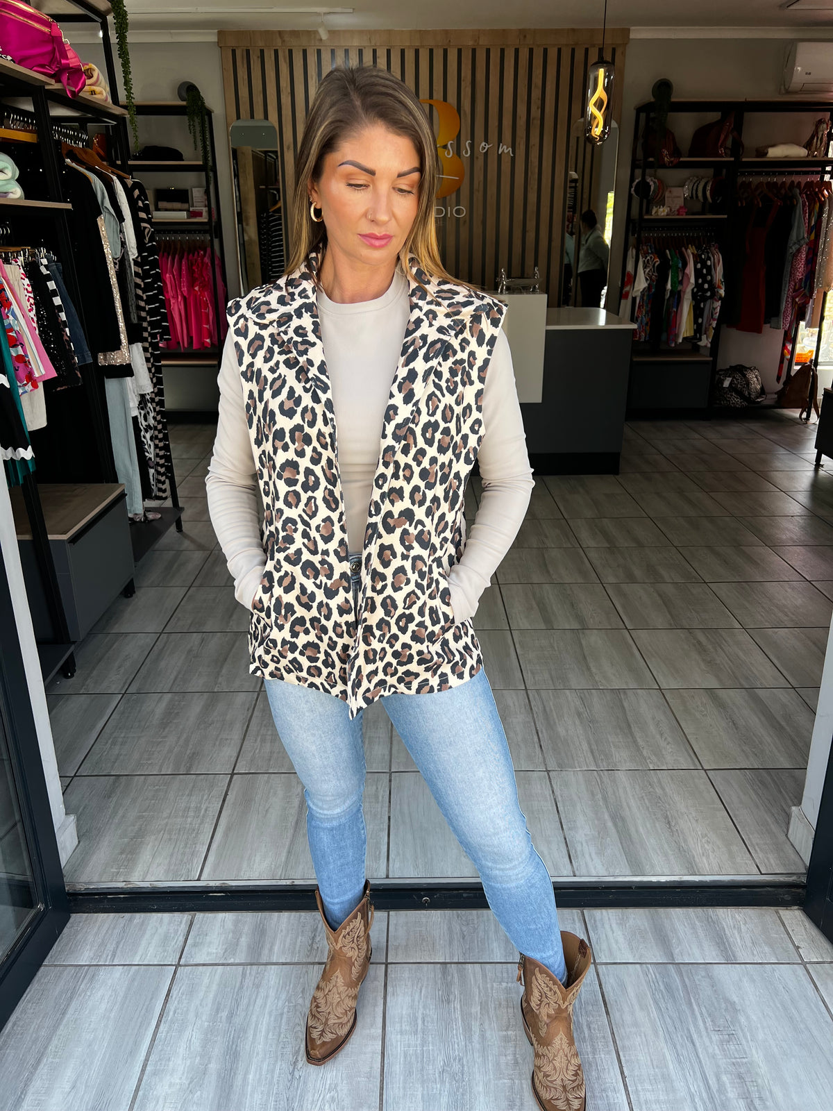 Weekend Wanderer Brown Leopard Vest