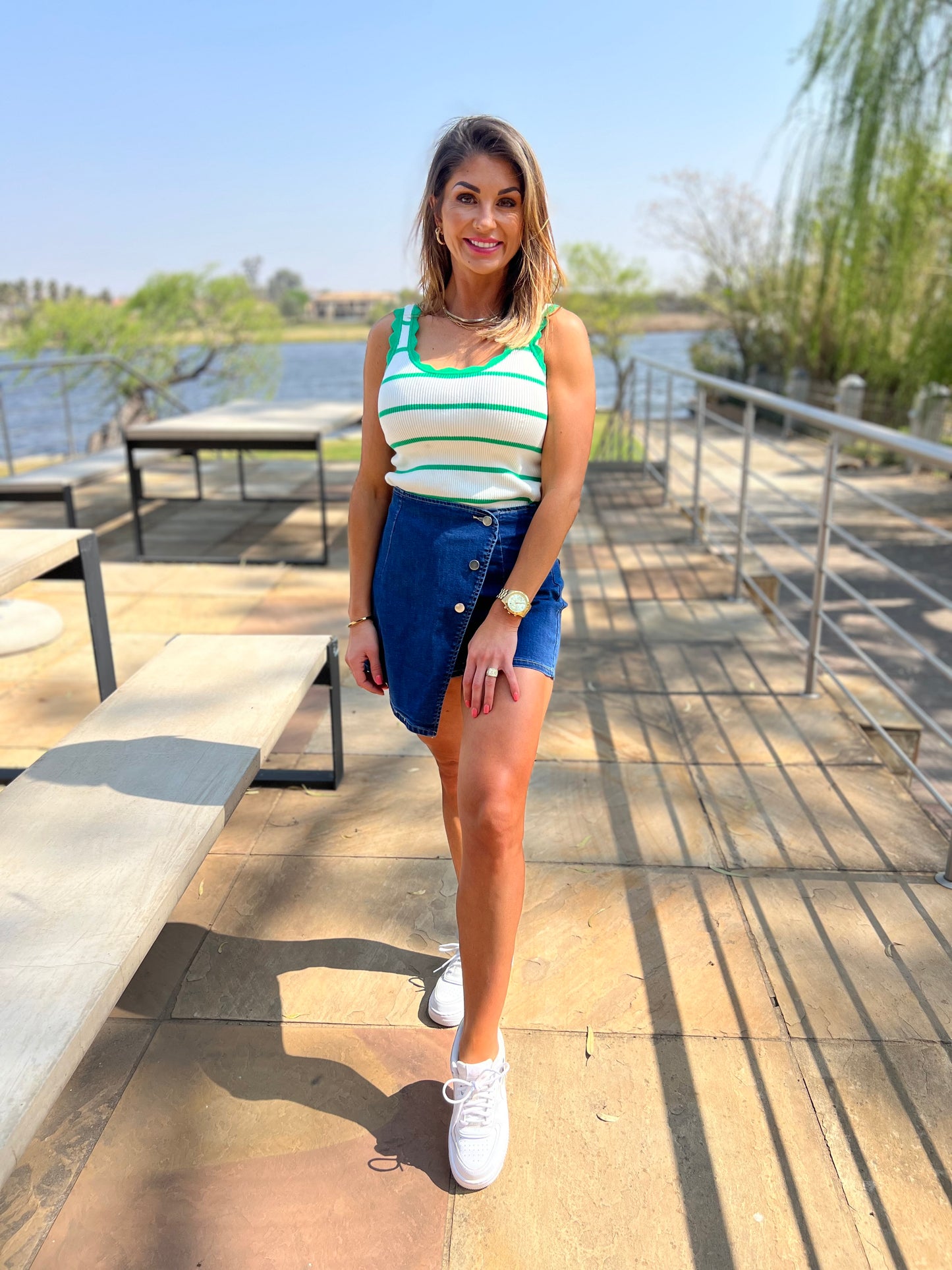 Ashleigh Green Striped Top