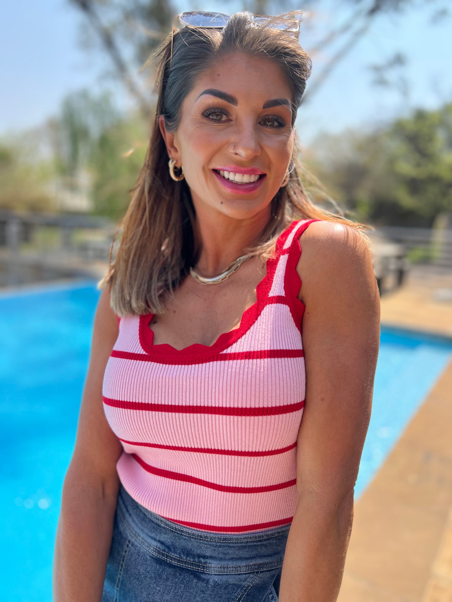 Ashleigh Red Striped Top