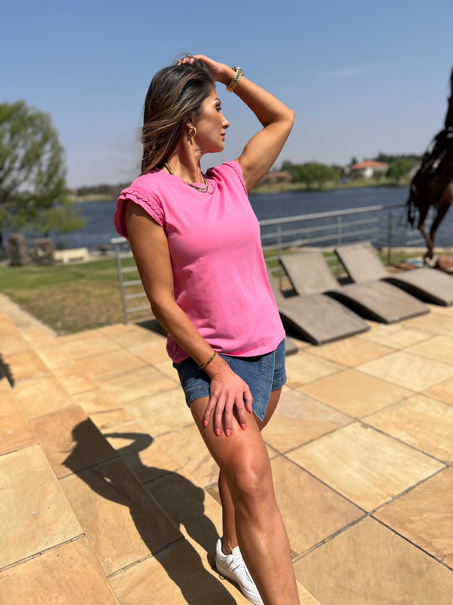 Adeline Pink Crew Neck Top