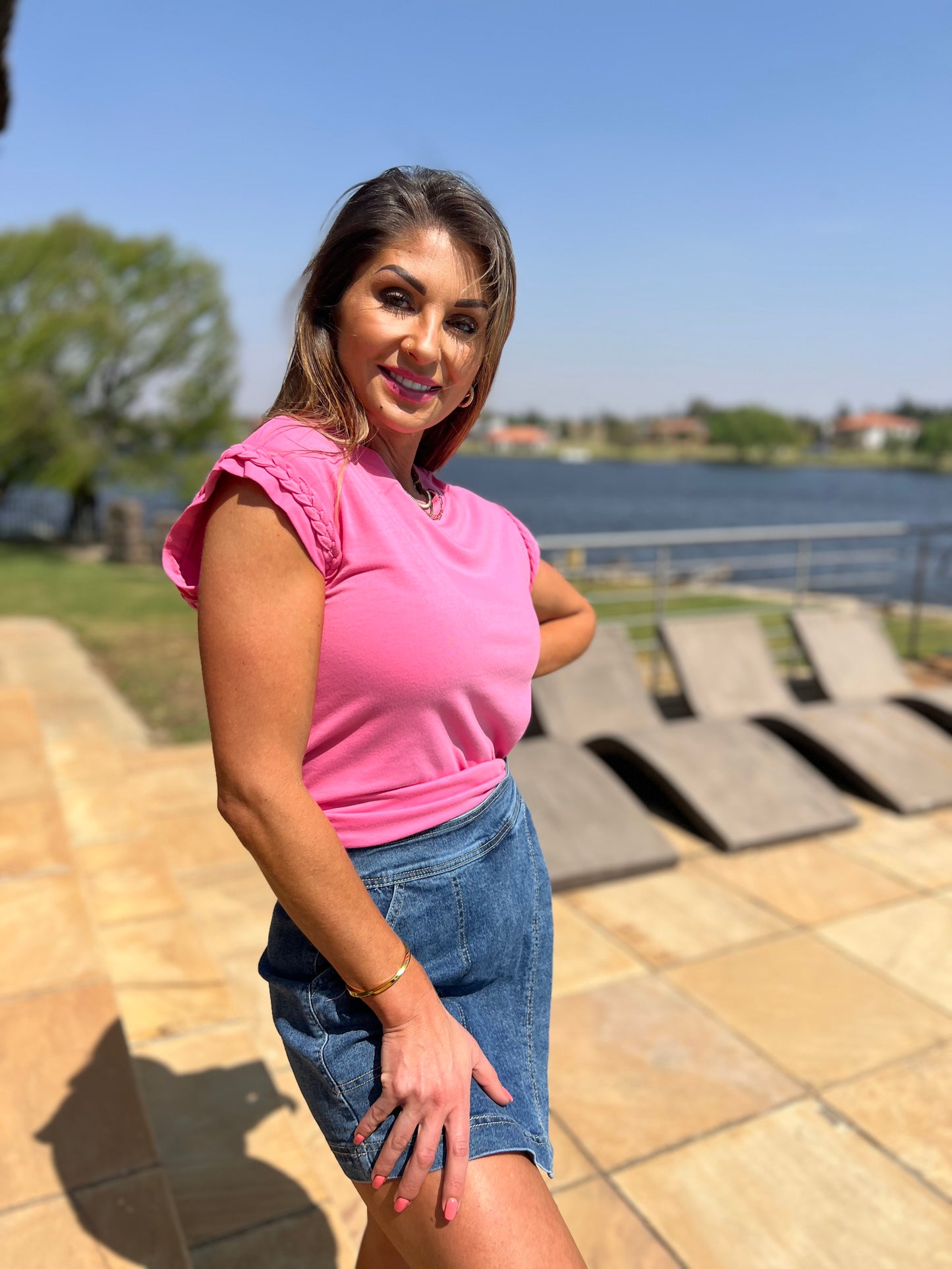 Adeline Pink Crew Neck Top