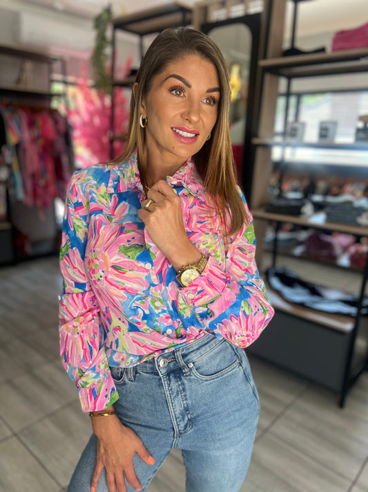 Azure Rose Buttoned Shirt