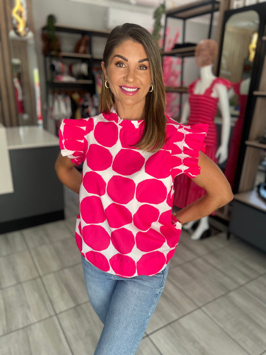 Madeline Pink Flutter Sleeve Top