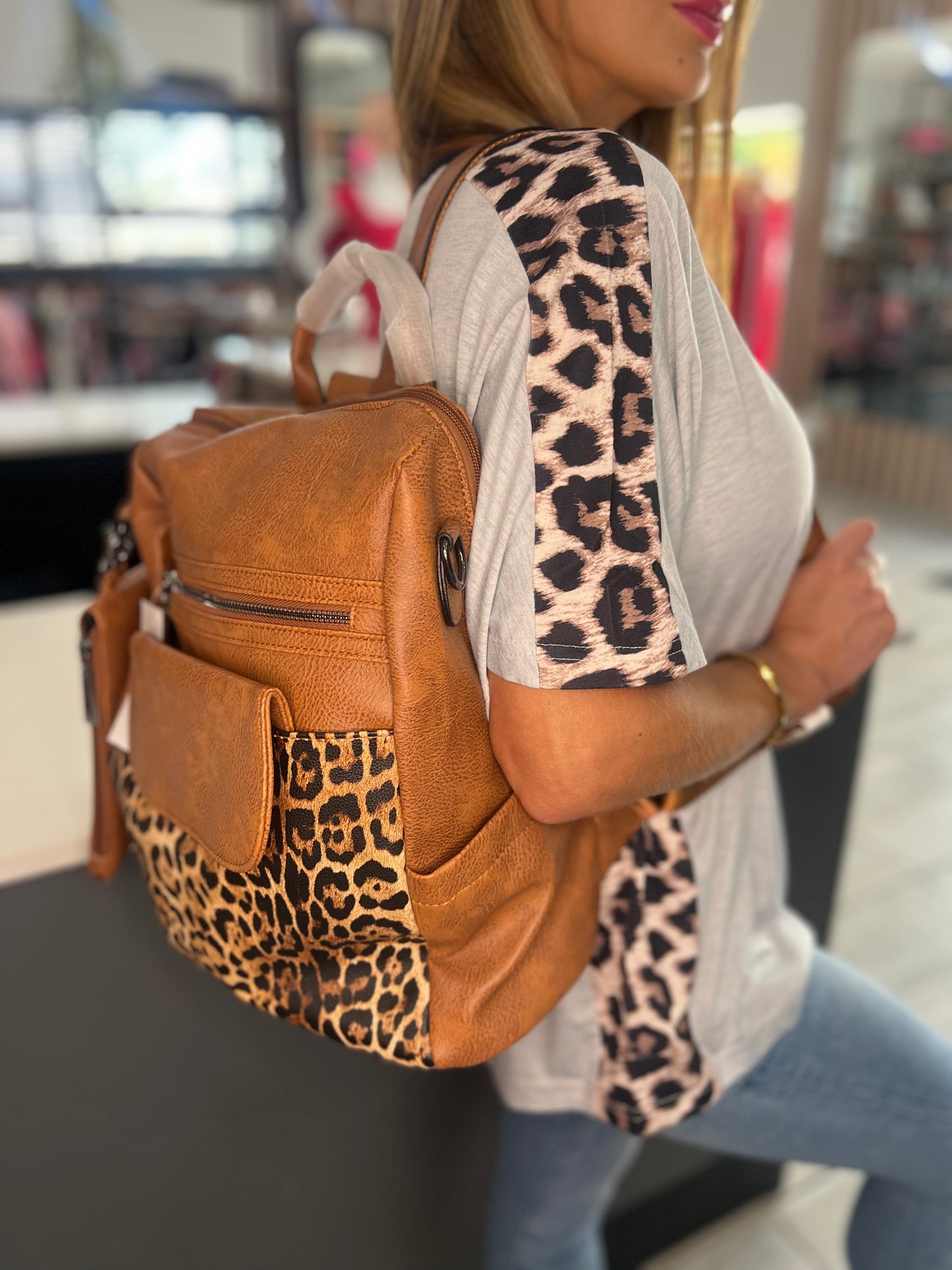 Coffee Leopard Backpack