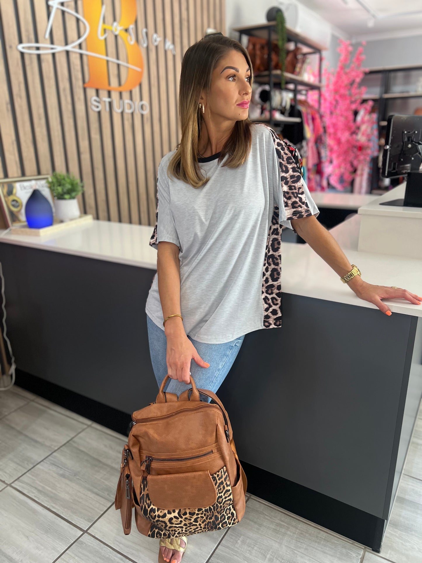 Coffee Leopard Backpack