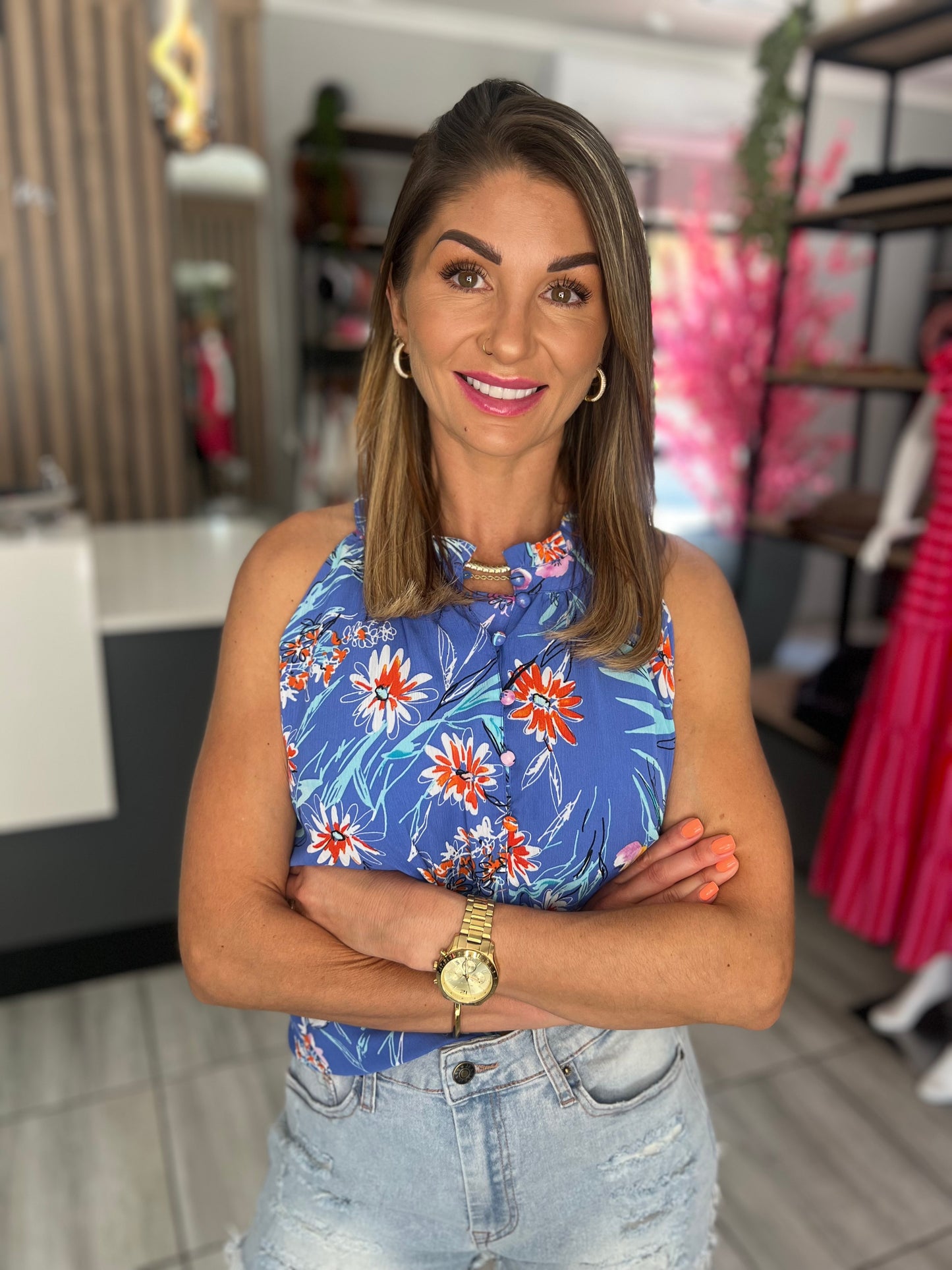 Prevernal Blue High Neck Top