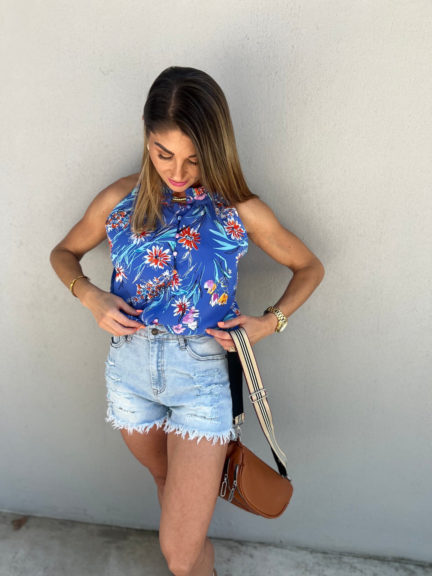 Prevernal Blue High Neck Top