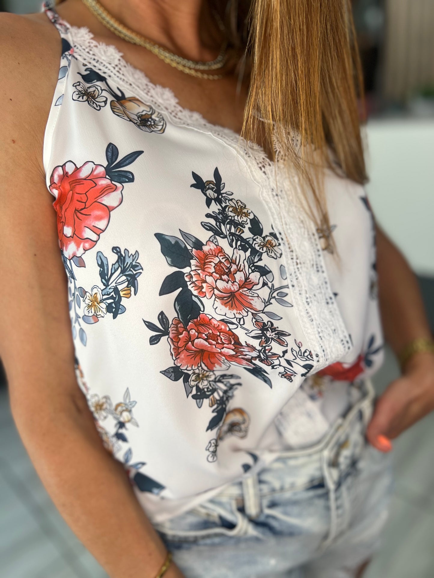 Valley Floral Print Spaghetti Straps Top