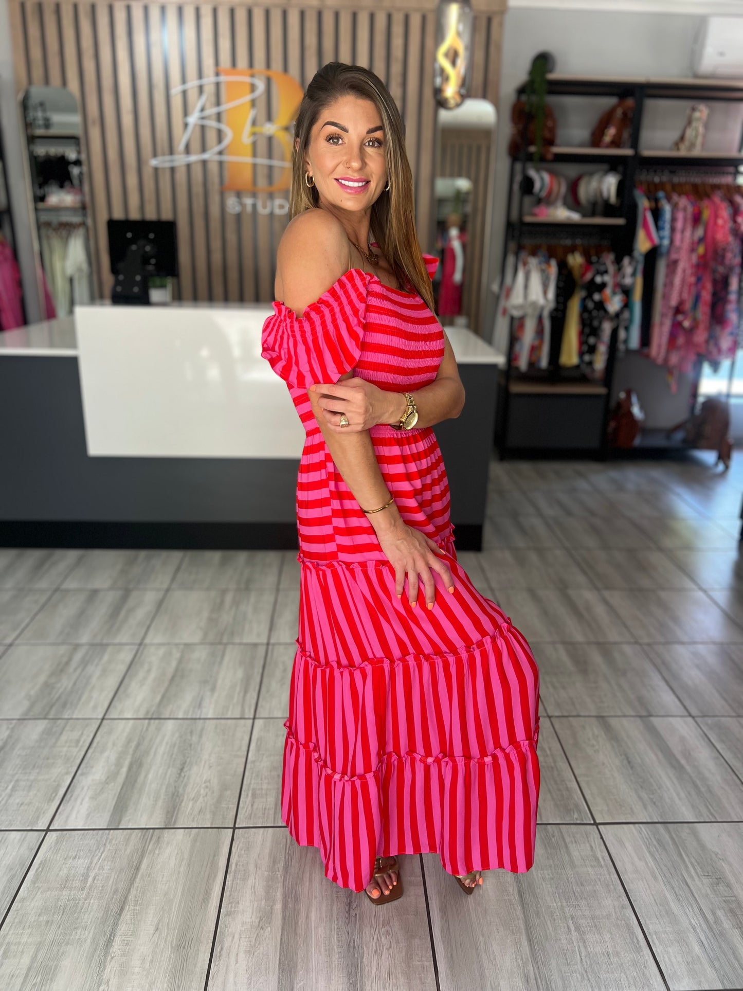 Valentine Flutter Sleeve Maxi Dress