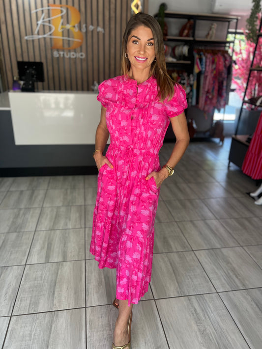 Cherry Blossom Pink Midi Dress