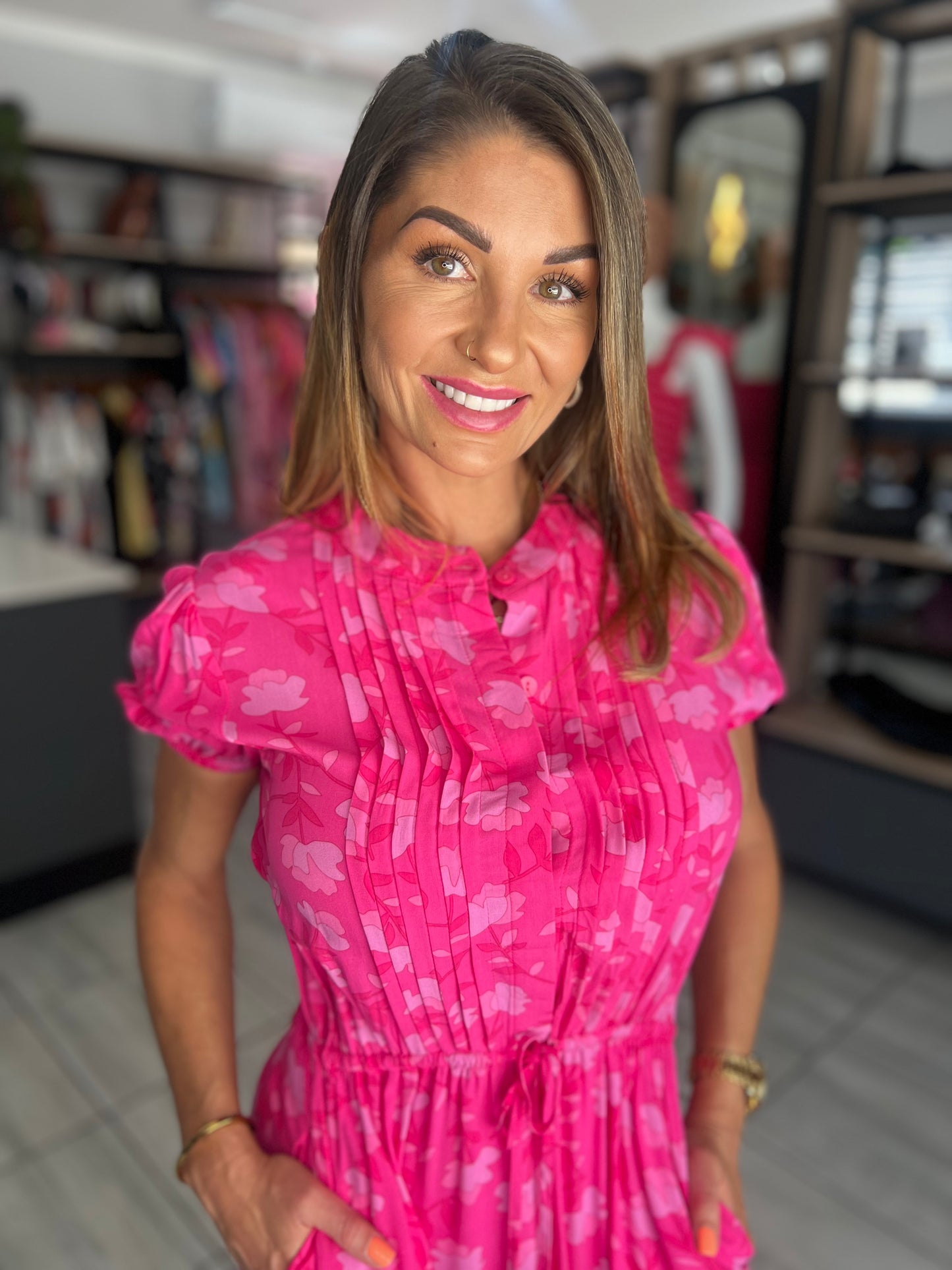 Cherry Blossom Pink Midi Dress