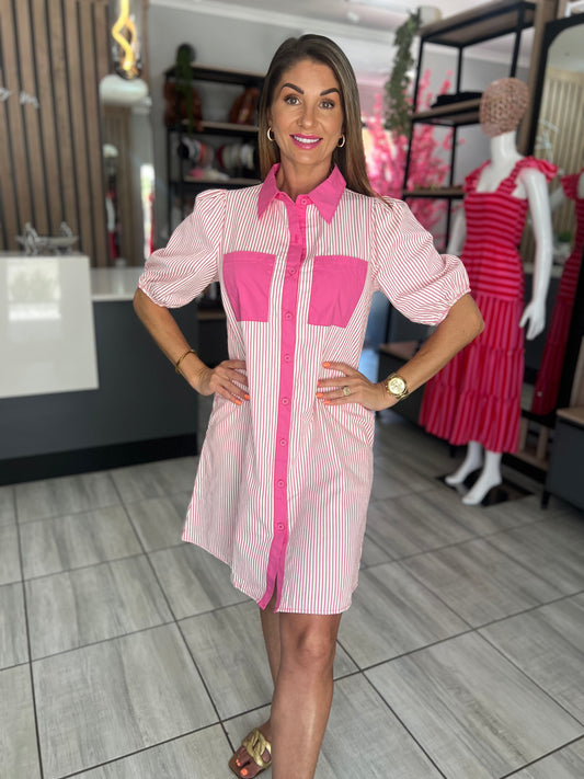 Ditsy Pink Short Dress