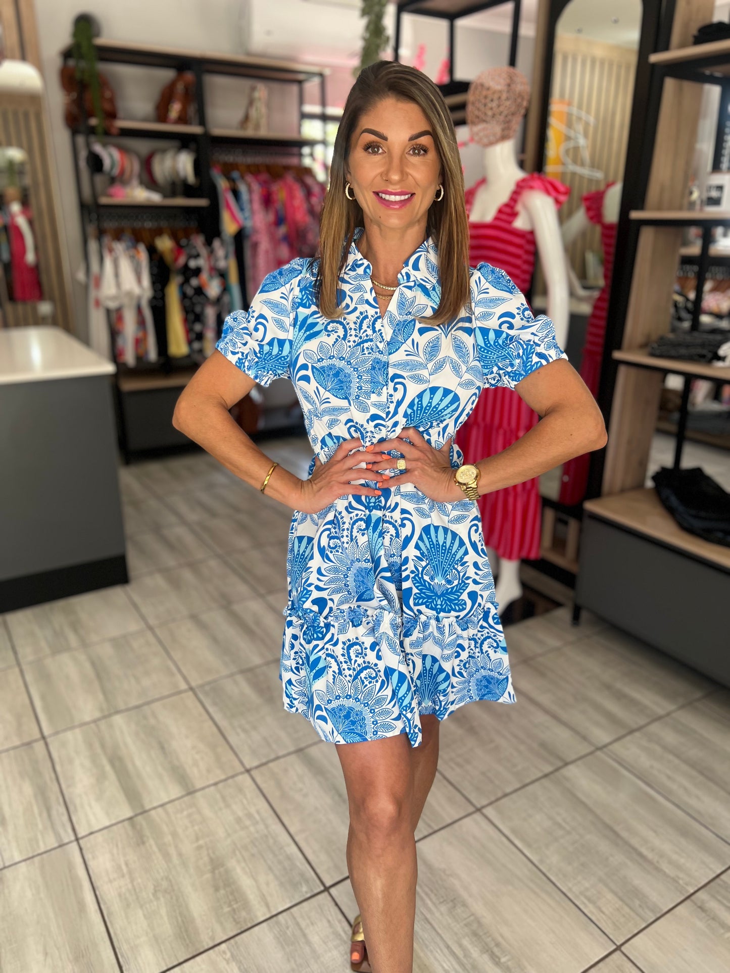 Blue Retro Short Dress