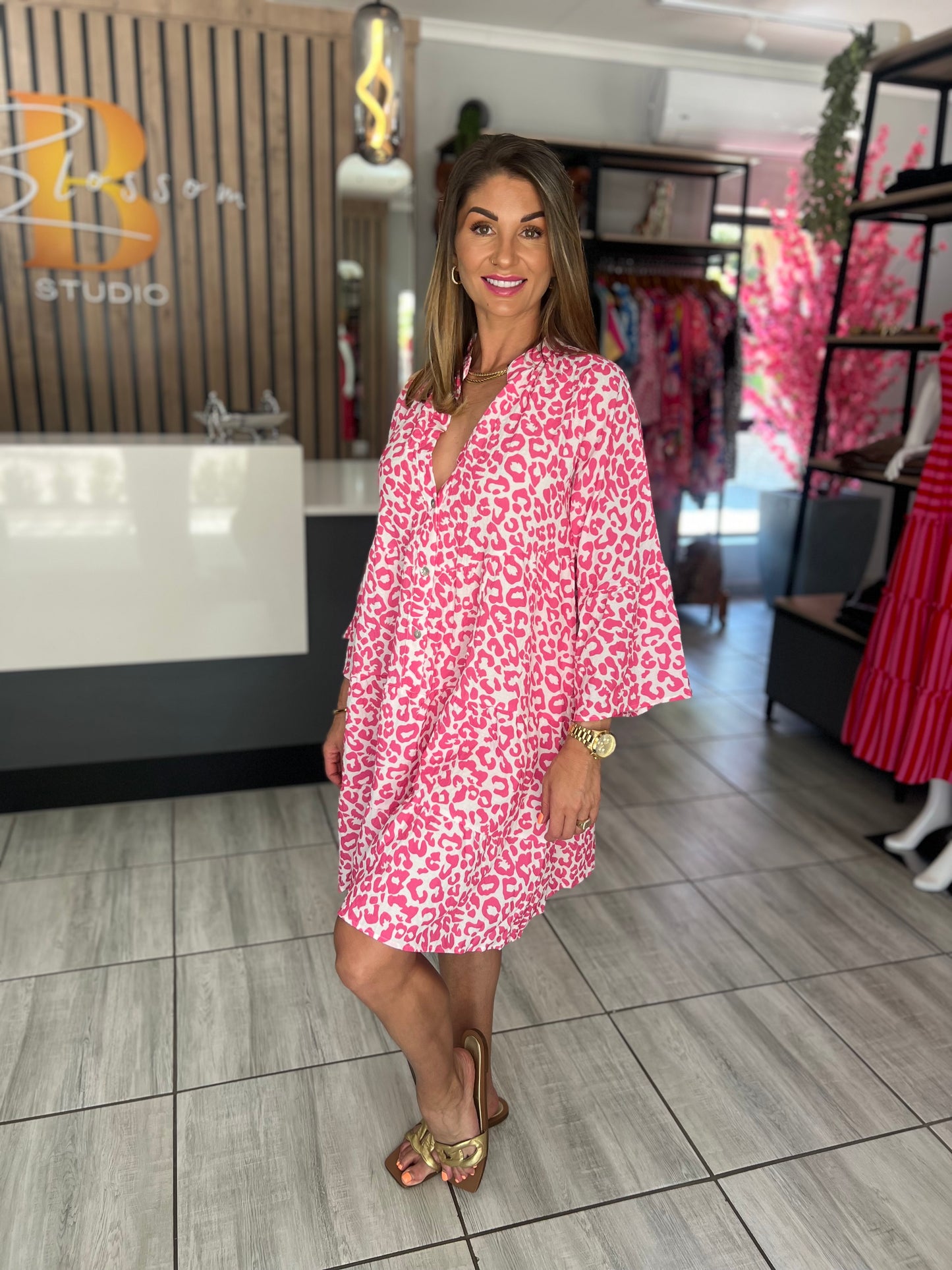 Calliope Leopard Print Short Dress